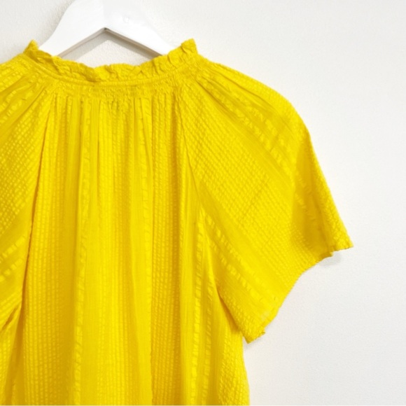 BOGO! J. Crew Ruffle Trim Tiered Dress in Cotton Dobby Yellow Size Small - Picture 6 of 9